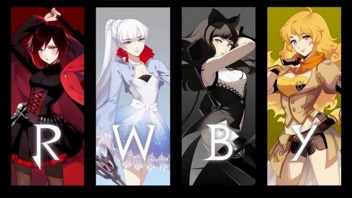 RWBY Characters Ruby, Weiss, Blake, and Yang