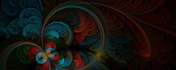 Abstract fractal art with blue and red colors