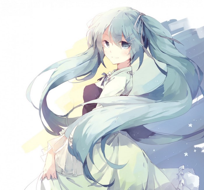 Hatsune Miku from Vocaloid with long twintails