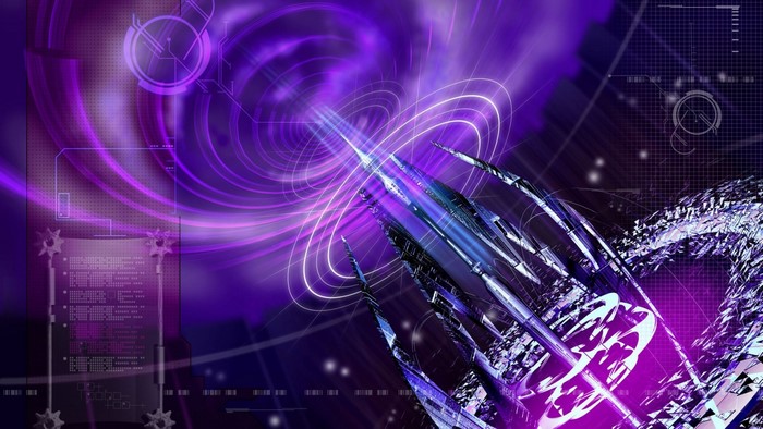 Abstract purple digital art with futuristic elements