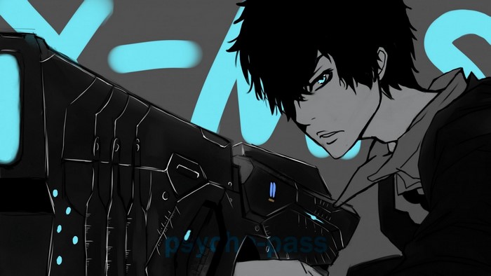 Kougami Shinya from Psycho Pass holding a weapon