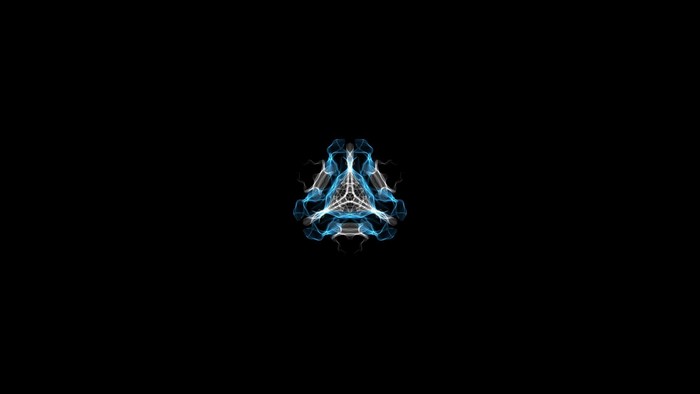 Abstract blue and white fractal on black background
