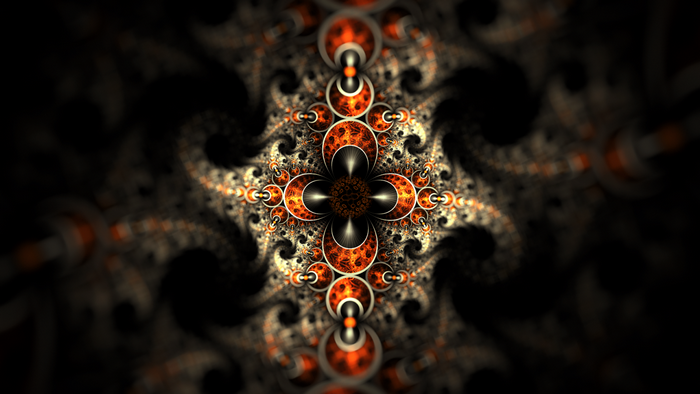 Abstract fractal pattern with orange and black colors