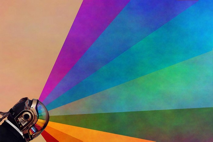 Daft Punk helmet with rainbow light beams
