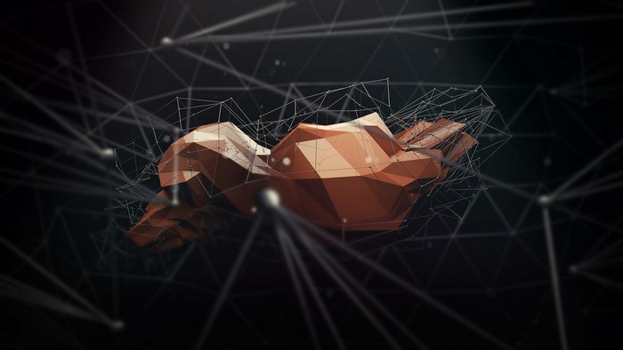 Abstract low-poly shape with network connections