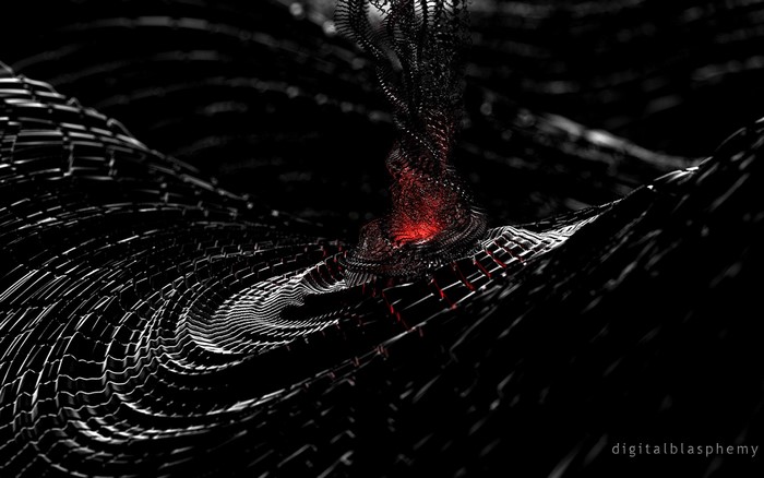 Abstract fractal vortex with red glow