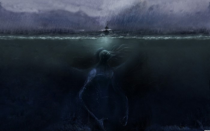Cthulhu Emerging from Stormy Ocean Depths