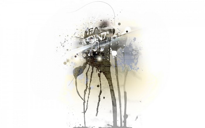Abstract ink splatter with text