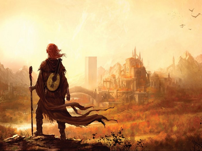 Kvothe from Kingkiller Chronicles with a lute