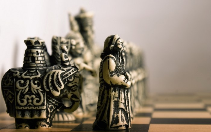 Chess pieces on a chessboard