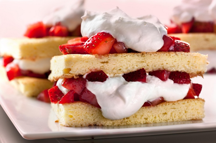 Strawberry shortcake with whipped cream