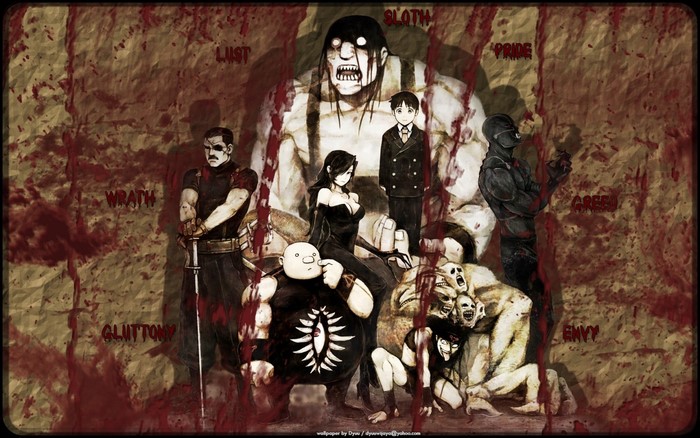 Full Metal Alchemist characters representing the Seven Deadly Sins