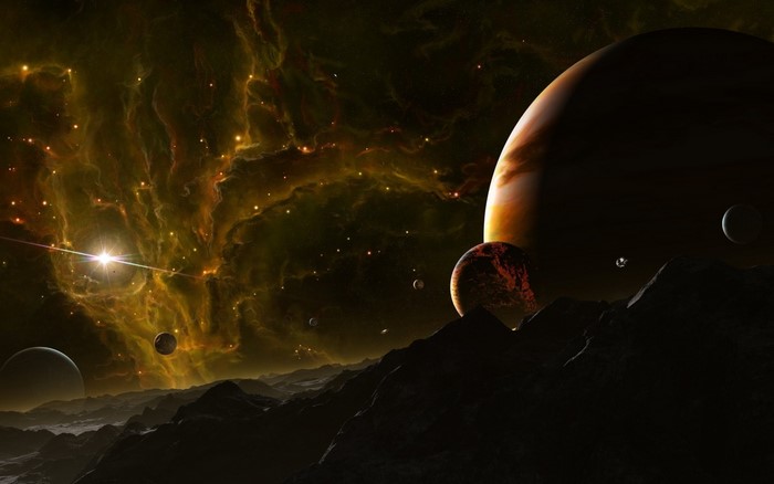 Majestic View of Planets and Cosmic Nebula
