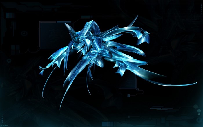 Abstract blue fractal art with dark background