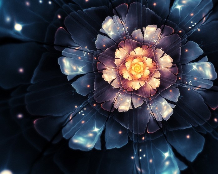Abstract fractal flower with glowing petals