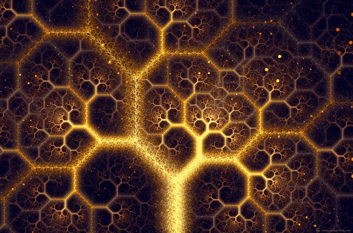 Glowing Fractal Tree with Symmetrical Light Patterns