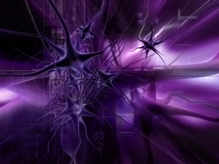 Abstract purple fractal art with interconnected shapes