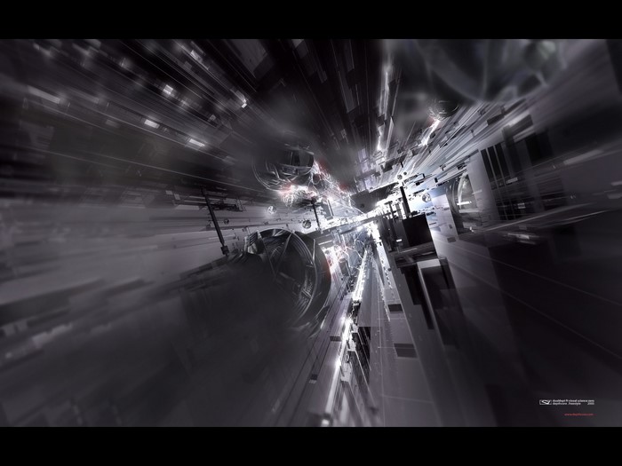 Abstract digital art with futuristic architecture