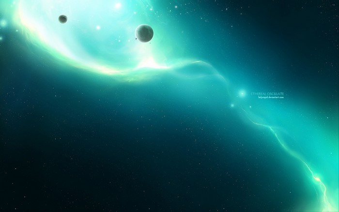 Space art with planets and nebula