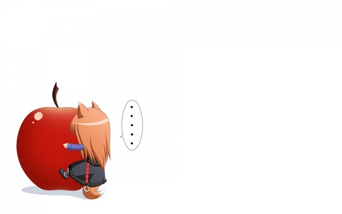 Holo from Spice and Wolf hugging an apple