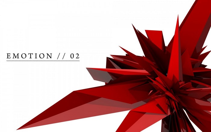 Abstract red geometric shape with text