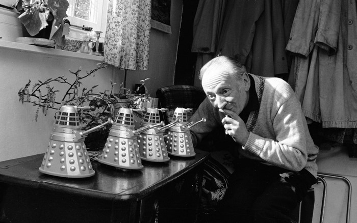 Raymond Cusick with Daleks from Doctor Who