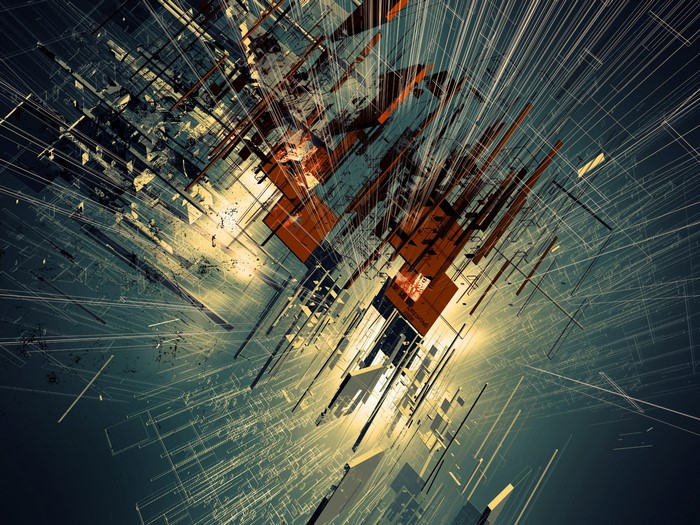 Abstract digital art with geometric shapes and lines