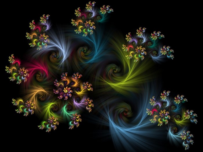 Abstract fractal art with colorful floral patterns