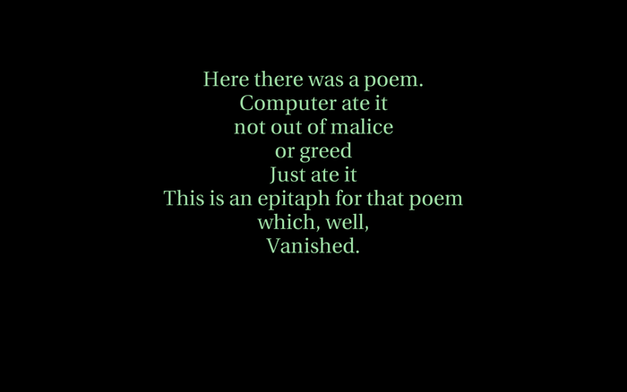 Poem epitaph about computer eating poem