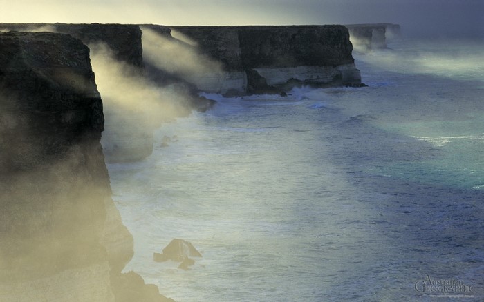 Sunlight on Cliffs Overlooking the Ocean in Australia