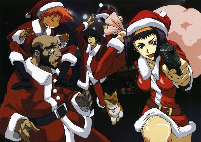 Cowboy Bebop characters in Santa outfits