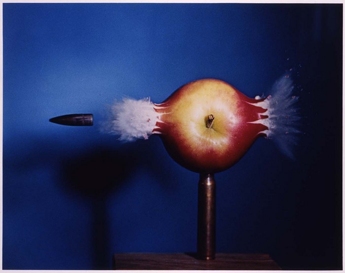 Bullet passing through an apple