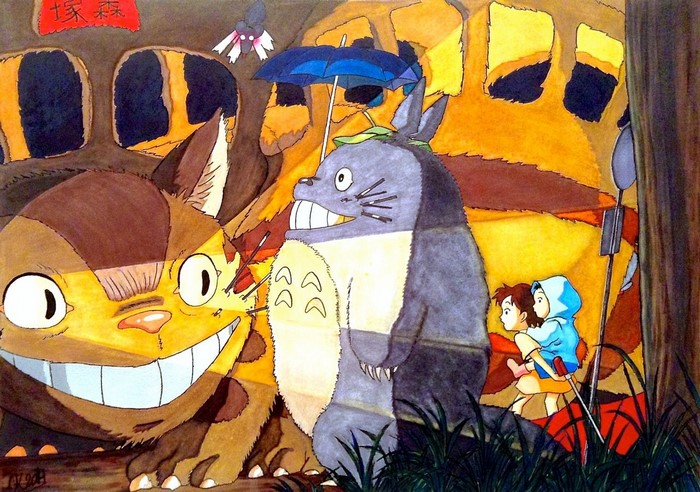 My Neighbor Totoro characters in a forest setting