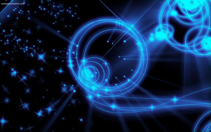 Glowing Blue Abstract Circles in Outer Space