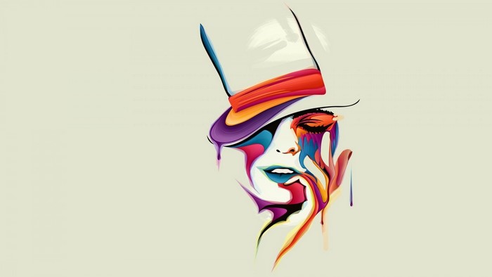 Abstract illustration of a face with a hat