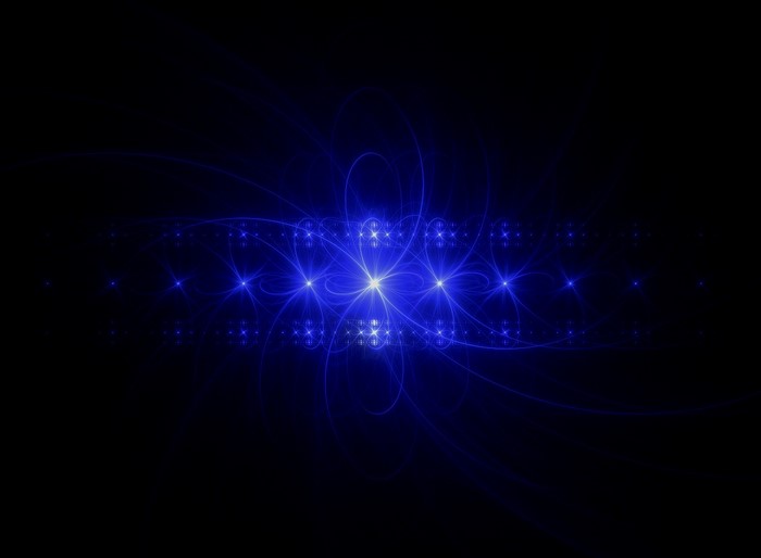 Abstract blue fractal lights on black background
