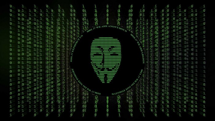 Anonymous Mask and Matrix Code Illustration