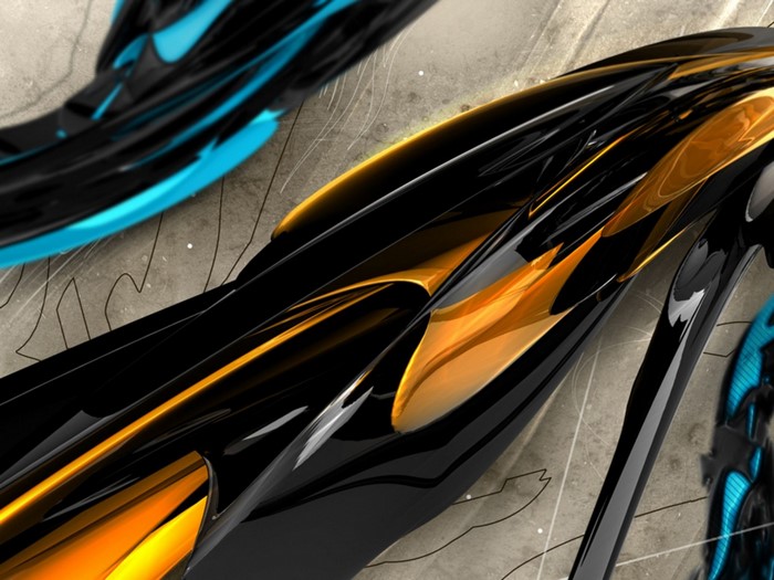 Abstract 3D render of a futuristic car design