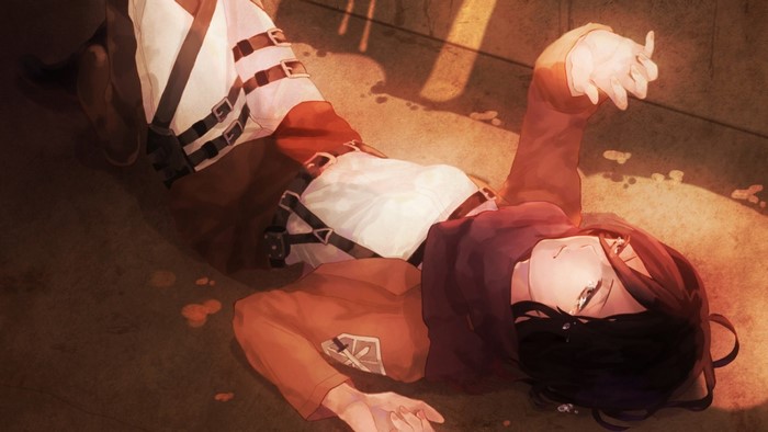 Mikasa Ackerman from Shingeki no Kyojin lying down