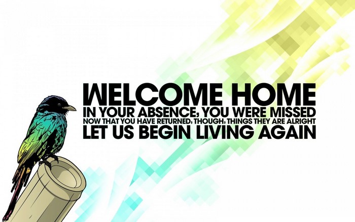Welcome Home Typography with Bird