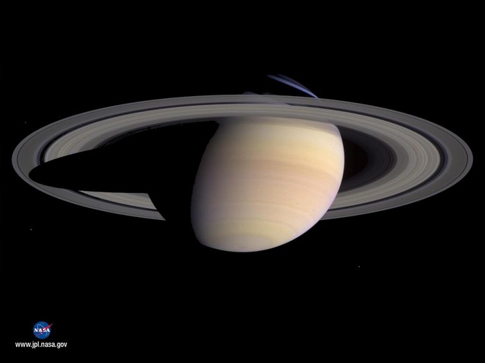 Saturn and its rings from space