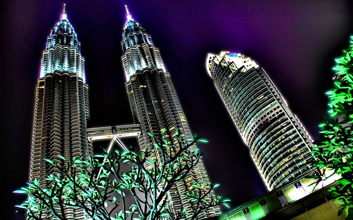 Petronas Twin Towers at night in Kuala Lumpur, Malaysia
