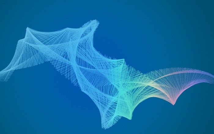 Abstract blue wave with colorful lines