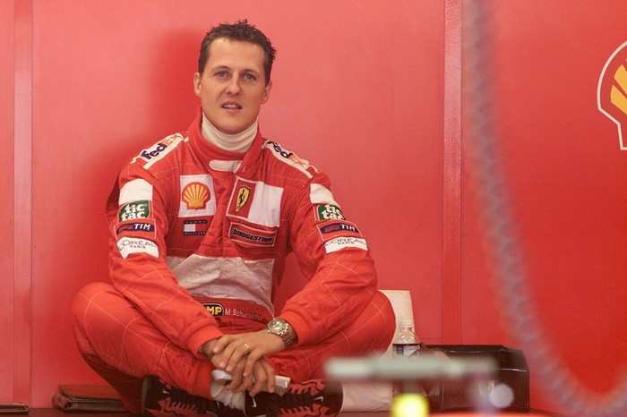 Michael Schumacher in a Ferrari racing suit