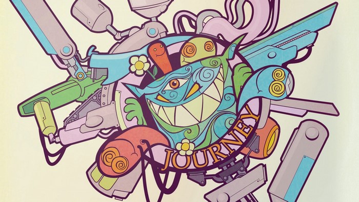 Psychedelic cartoon illustration with the word Journey