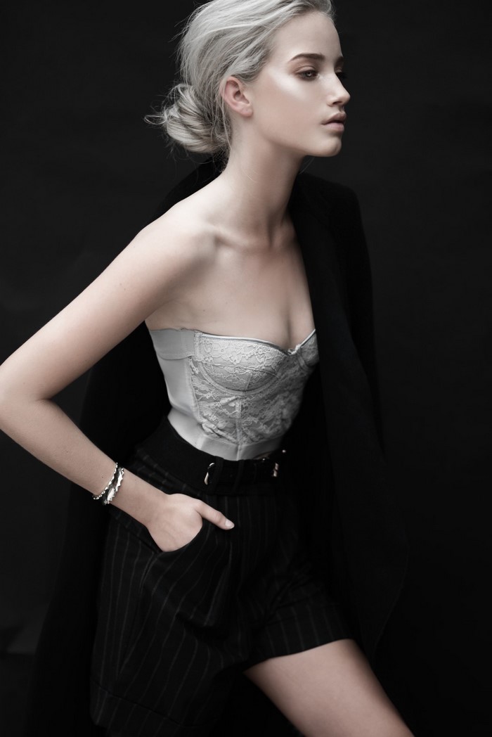 Elegant Platinum Blonde Woman in Fashion Portrait