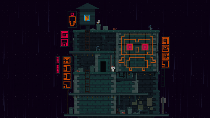 Fez video game screenshot at night