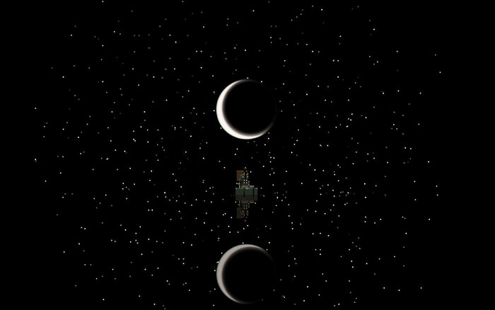 Space station between two crescent moons and stars