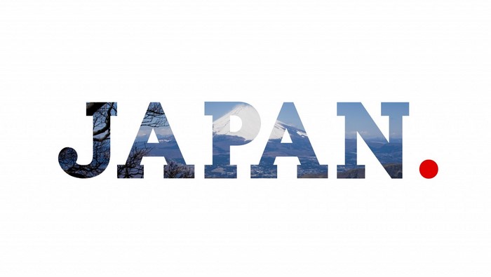 The word JAPAN with a red dot