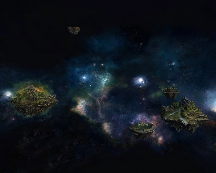 Floating islands in a starry nebula